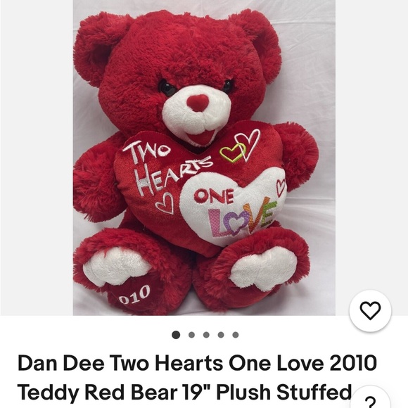 Vibrant Red Stuffed Animal with Heart Designs and Soft Plush Fabric - Picture 1 of 10